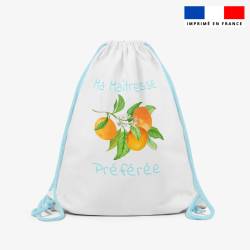 Kit sac à dos coulissant motif maitresse et fleurs d'oranger