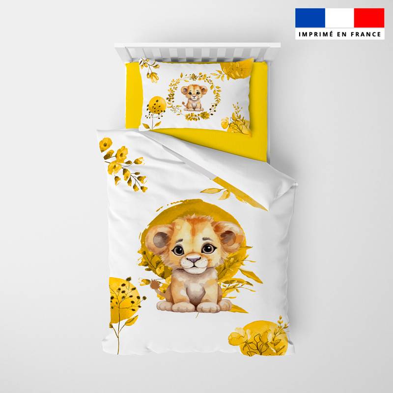 Coupon pour couette imprimé lionceau aquarelle