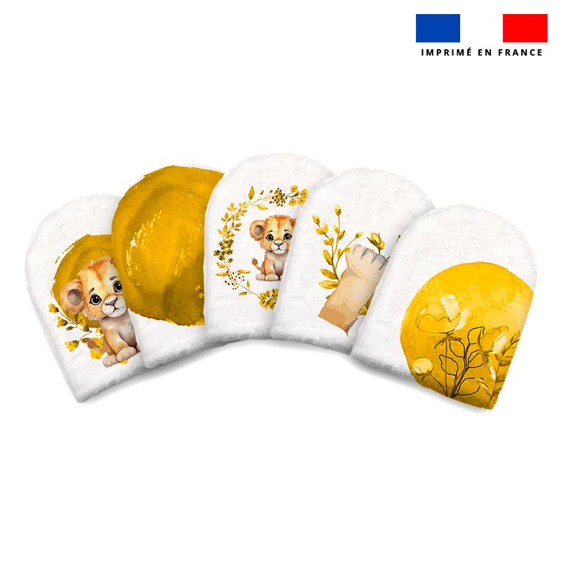 Kit mini-gants nettoyants motif lionceau aquarelle