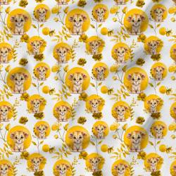 Lionceau fleurs et arrondis aquarelle - Fond blanc