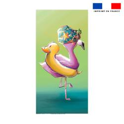 Coupon serviette de plage motif flamant rose plage - Création Stillistic