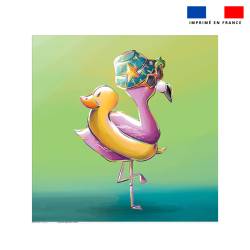 Coupon serviette de plage motif flamant rose plage - Création Stillistic