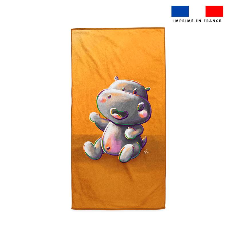 Coupon serviette de plage motif hippopotame - Création Stillistic