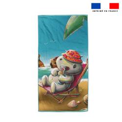 Coupon serviette de plage motif hippopotame plage - Création Stillistic