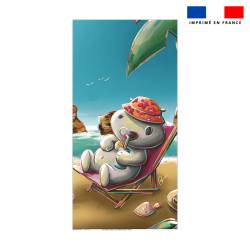 Coupon serviette de plage motif hippopotame plage - Création Stillistic