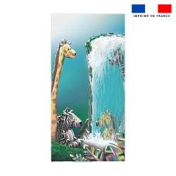 Coupon serviette de plage motif girafe et zèbre jungle - Création Stillistic