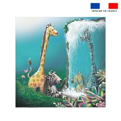 Coupon serviette de plage motif girafe et zèbre jungle - Création Stillistic