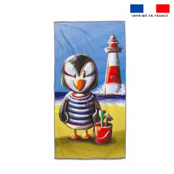 Coupon serviette de plage motif macareux - Création Stillistic