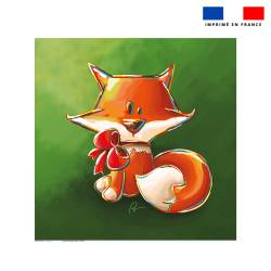 Coupon serviette de plage motif renard noeud rouge - Création Stillistic