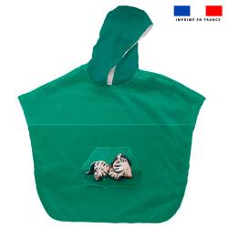 Kit poncho de bain vert canard motif zèbre - Création Stillistic