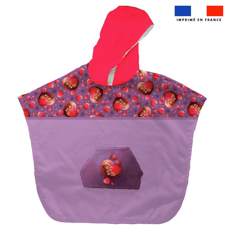 Kit poncho de bain violet motif loutre - Création Stillistic