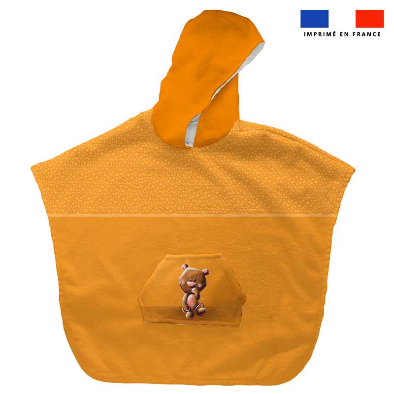 Kit poncho de bain jaune motif bébé ours - Création Stillistic