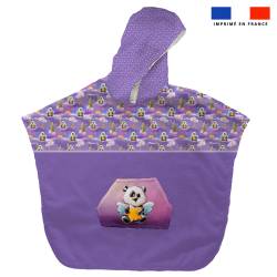 Kit poncho de bain violet motif panda ange - Création Stillistic