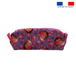 Kit trousse double compartiment motif loutre coeur + 1 trousse assortie - Création Stillistic