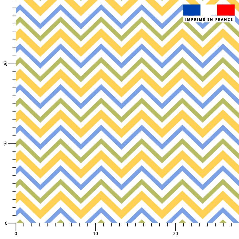 Chevrons jaune et bleu - Fond blanc