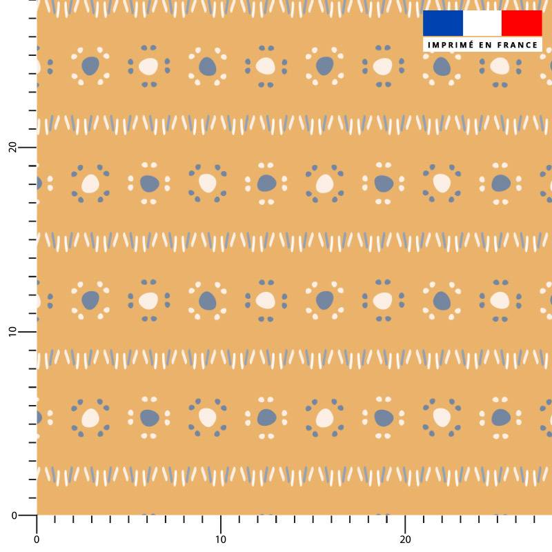 Fantaisie rayée à pois  - Fond ocre