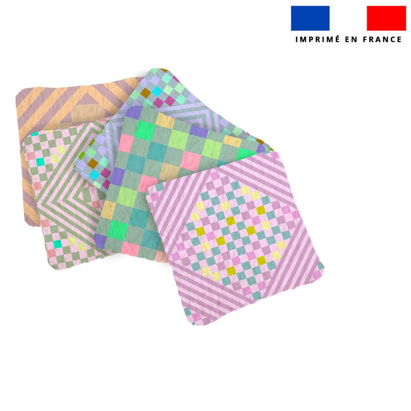 Coupon lingettes lavables motif damier pixel - Création Lili Bambou Design