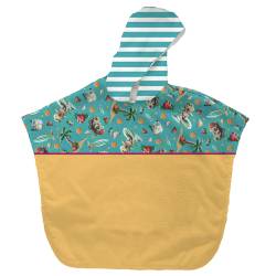 Kit poncho de bain bleu et jaune motif hippo surf - Création Stillistic