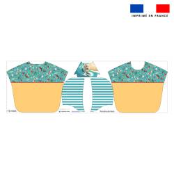 Kit poncho de bain bleu et jaune motif hippo surf - Création Stillistic