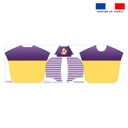 Kit poncho de bain violet et jaune motif caneton - Création Stillistic