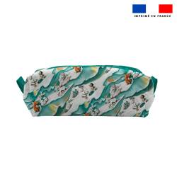 Kit trousse double compartiment motif macareux + 1 trousse assortie - Création Stillistic