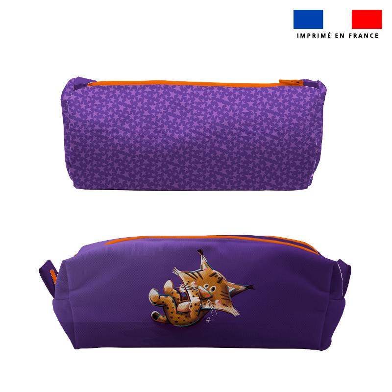 Kit trousse double compartiment motif bébé lynx + 1 trousse assortie - Création Stillistic