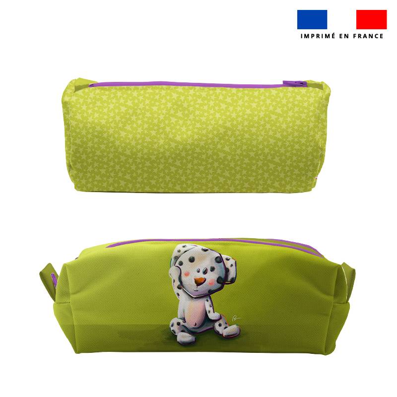 Kit trousse double compartiment motif dalmatien + 1 trousse assortie - Création Stillistic