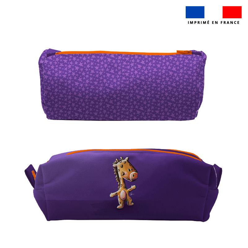 Kit trousse double compartiment motif bébé girafe + 1 trousse assortie - Création Stillistic