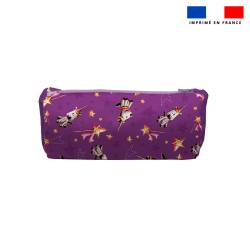 Kit trousse double compartiment motif licorne + 1 trousse assortie - Création Stillistic