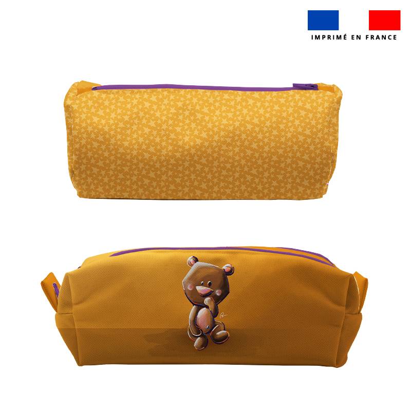 Kit trousse double compartiment motif bébé ours + 1 trousse assortie - Création Stillistic