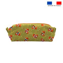 Kit trousse double compartiment motif renard + 1 trousse assortie - Création Stillistic