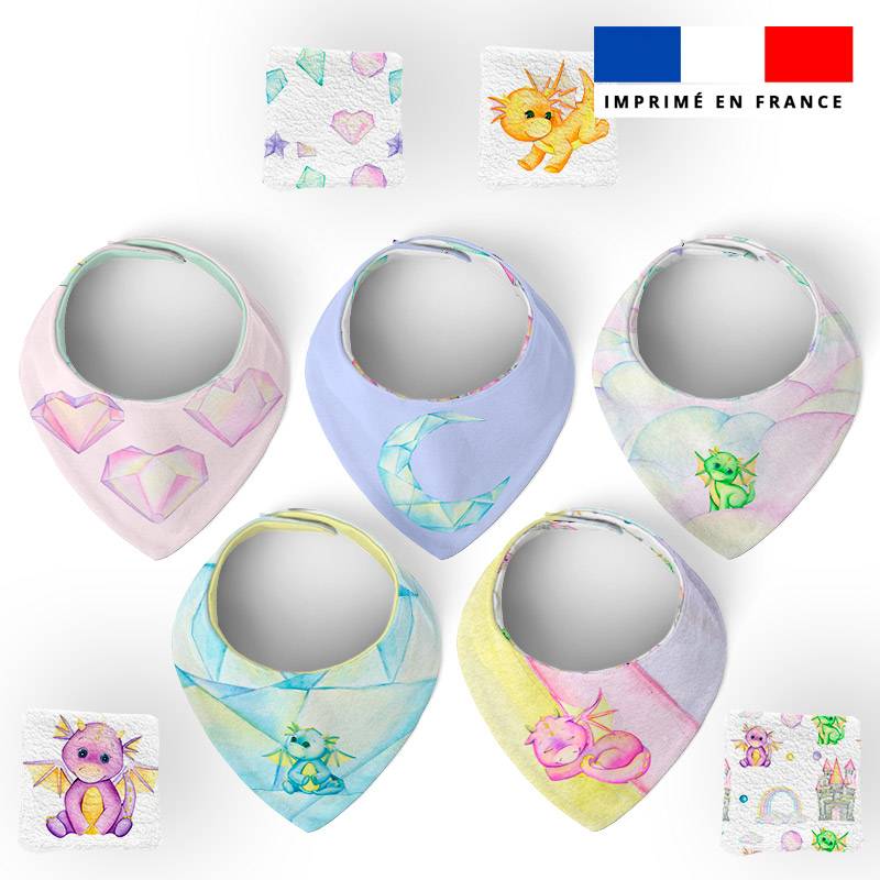 Coupon éponge bavoirs bandana motif bébé dragon