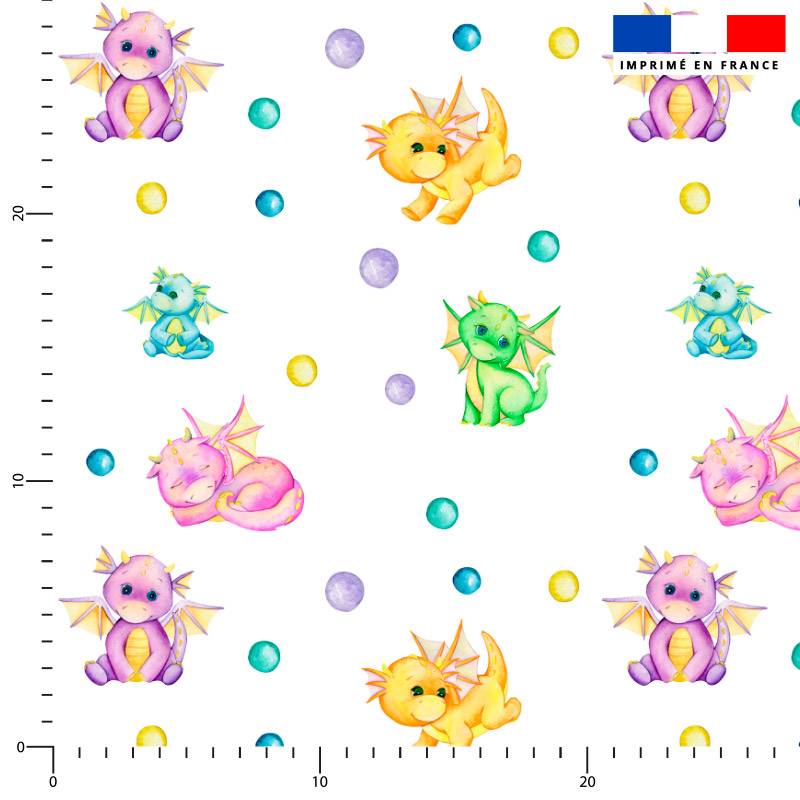 Dragons et diamants multicolores - Fond blanc