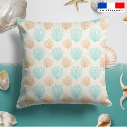 Corail bleu et sable - Fond crème