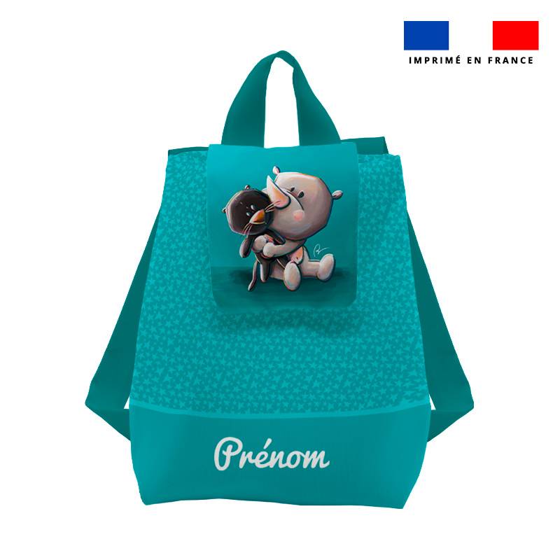 Kit sac à dos enfant personnalisé - Rhinocéros - Création Stillistic