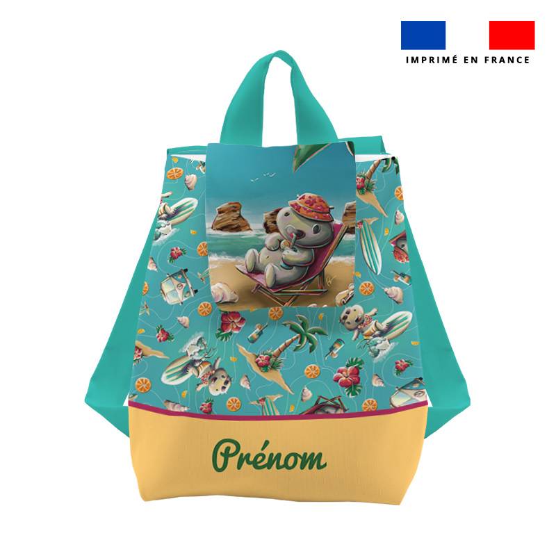 Kit sac à dos enfant personnalisé - Hippo plage - Création Stillistic