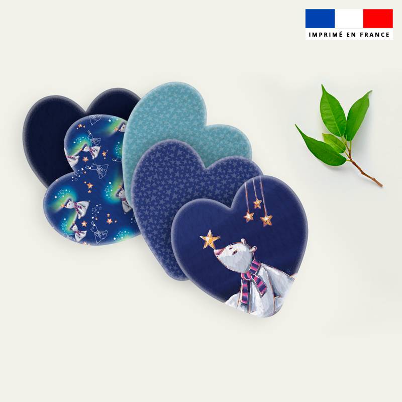 Coupon lingettes lavables coeurs motif ours polaire - Création Stillistic