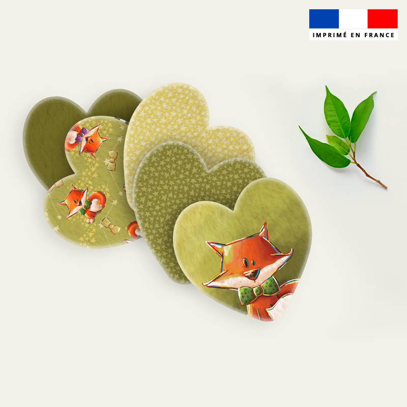 Coupon lingettes lavables coeurs motif renard noeud papillon - Création Stillistic