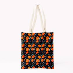 Coupon pour tote-bag motif floral noir - Création Cat&Colours