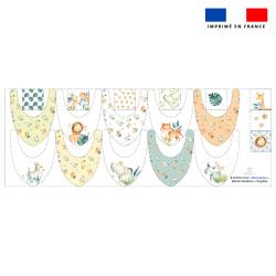 Coupon éponge bavoirs bandana motif safari animaux aquarelle