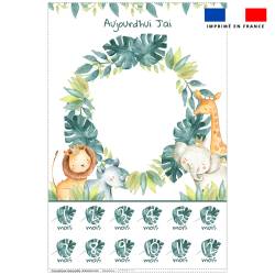 Coupon pour couverture mensuelle bébé motif safari animaux aquarelle