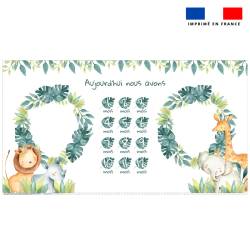 Coupon 135x74 cm pour couverture mensuelle jumeaux motif safari animaux aquarelle