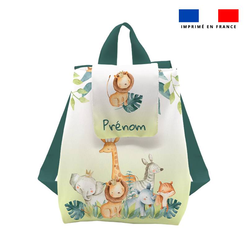 Kit sac à dos enfant personnalisé - Safari animaux aquarelle