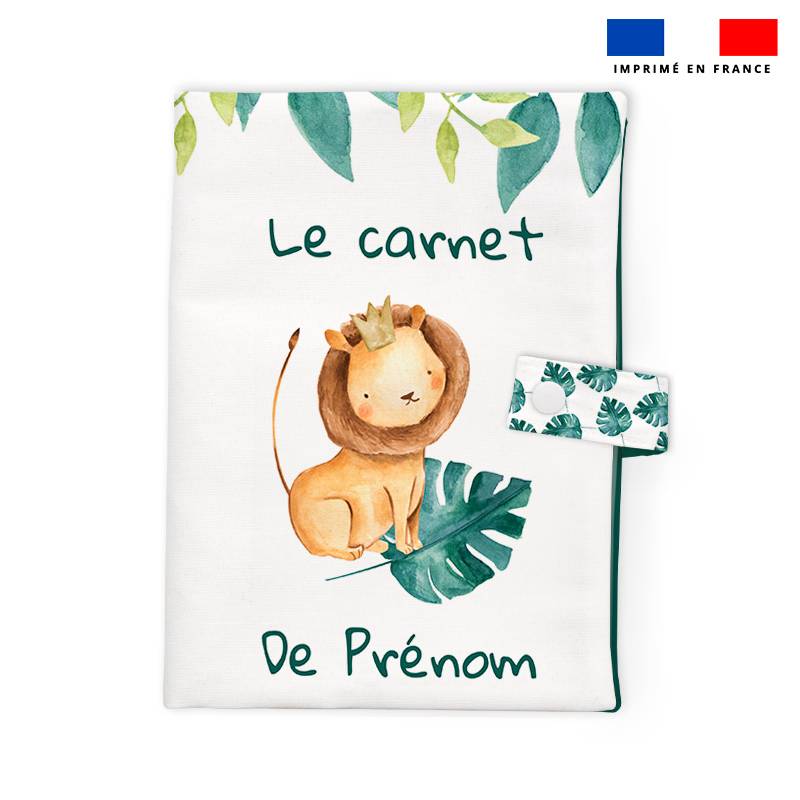 Patron protège carnet de santé personnalisé - Safari animaux aquarelle