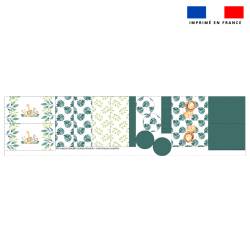 Kit trousse double compartiment motif safari animaux aquarelle + 1 trousse assortie