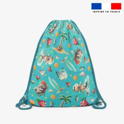 Kit sac à dos coulissant motif hippo en vacances - Création Stillistic