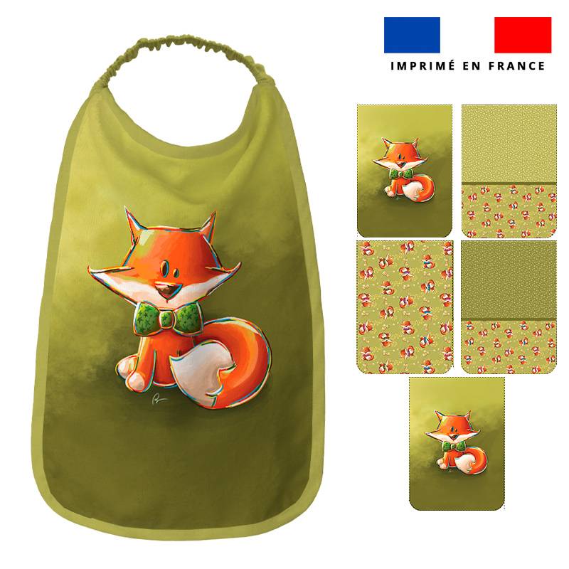 Lot de 5 coupons éponge pour serviettes de table pour enfant motif renard noeud papillon - Création Stillistic