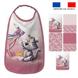 Lot de 5 coupons éponge pour serviettes de table pour enfant motif tigre blanc - Création Stillistic