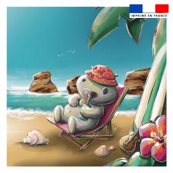 Coupon 45x45 cm imprimé hippo plage - Création Stillistic