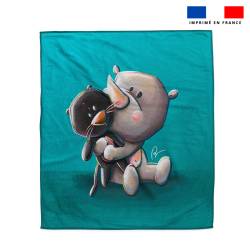 Coupon serviette de plage motif bébé rhino et doudou - Création Stillistic